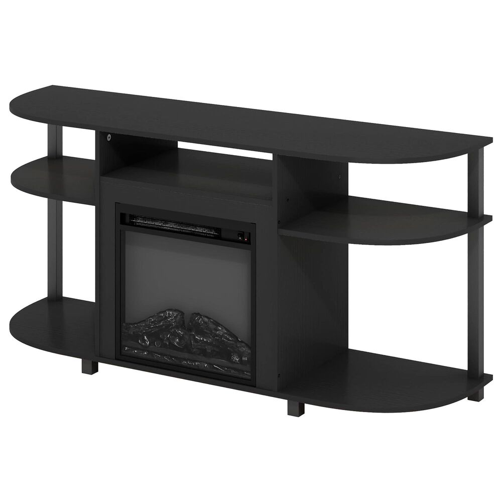 HOMLUX 47" Curved TV Stand with Electric Fireplace in Americano and Black, , large