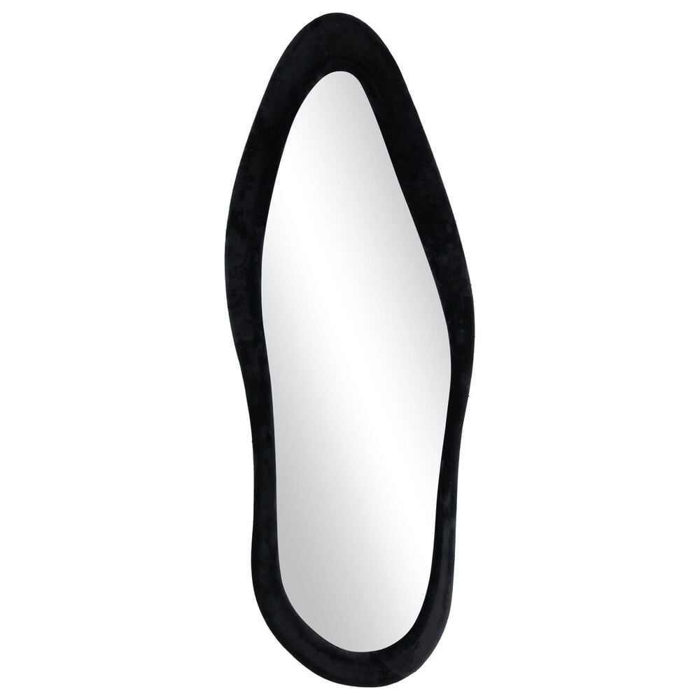 Maple and Jade 65" x 26" Velvet Abstract Wavy Wall Mirror in Black, , large