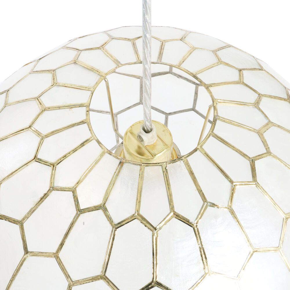 Creative Coop Simone 16" Pendant with Pearly White Shade in Antique Gold, , large