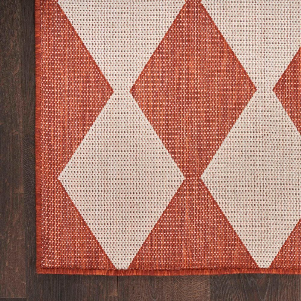 Nourison Positano Geometric Terracotta 6&#39; x 9&#39; Indoor/Outdoor Area Rug, , large