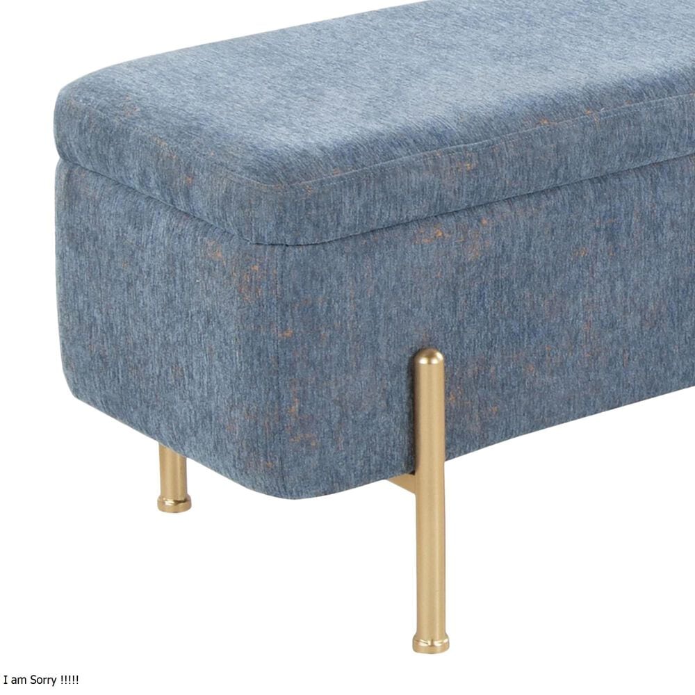 Lumisource Daniella Storage Bench with Blue Cushion in Gold, , large