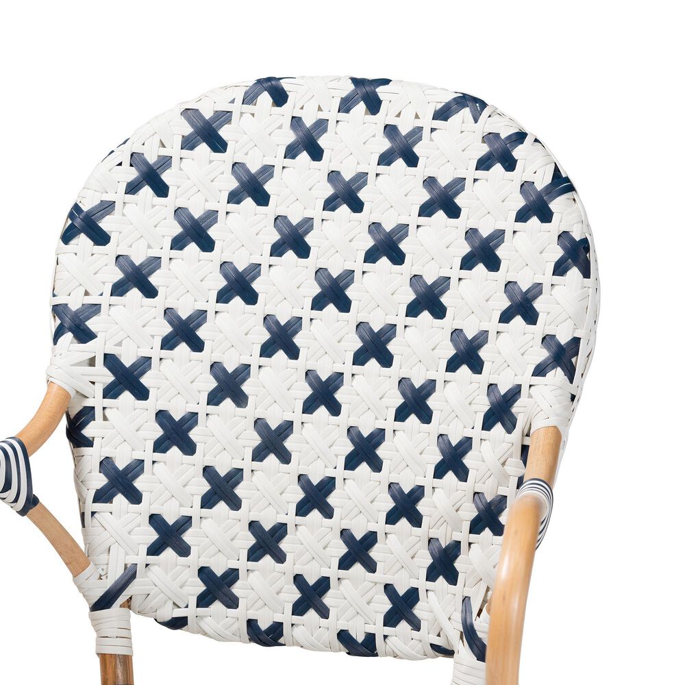 Baxton Studio Bryson Arm Chair in Natural Brown, Blue and White, , large