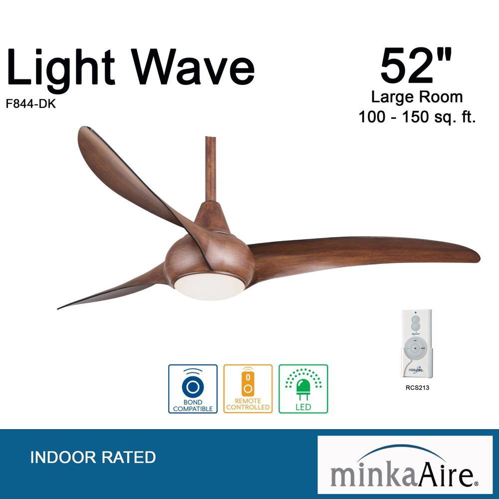 Minka-Aire Light Wave 52" Ceiling Fan with LED Light in Distressed Koa, , large