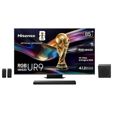 Hisense 85" Class UR9 Series RGB Mini LED 4K - Smart Google TV with 5.1.4 Channel Soundbar System in Black, , large