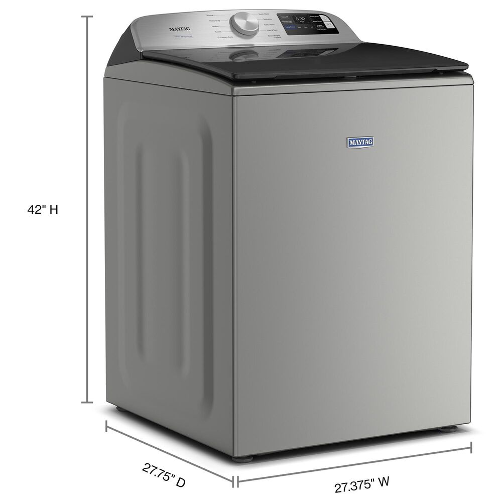 Maytag 5.3 Cu. Ft. Smart Top Load Washer and 7.4 Cu. Ft. Smart Electric Top Load Dryer Laundry Pair in Classic Silver, , large