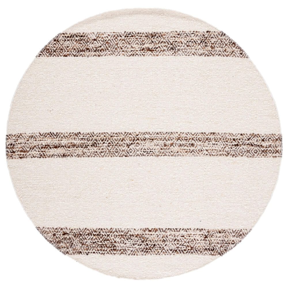 Safavieh Natura NAT321A 6" Round Ivory and Brown Area Rug, , large