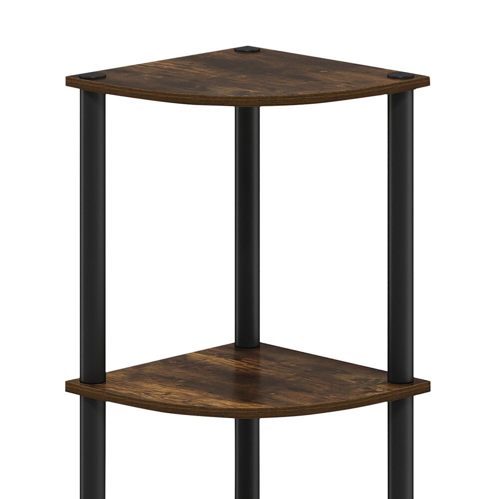 HOMLUX Turn-N-Tube 3-Tier Corner Bookshelf in Amber Pine and Black, , large