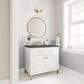 James Martin Vanities Chicago 36" Single Bathroom Vanity in Glossy White with 3 cm Parisien Bleu Quartz Top and Rectangular Sink, , large