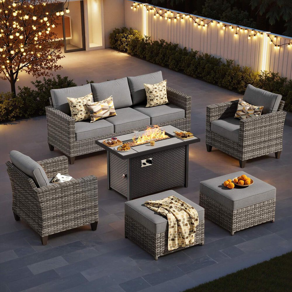 HOMLUX 6-Piece Patio Set in Dark Grey, , large