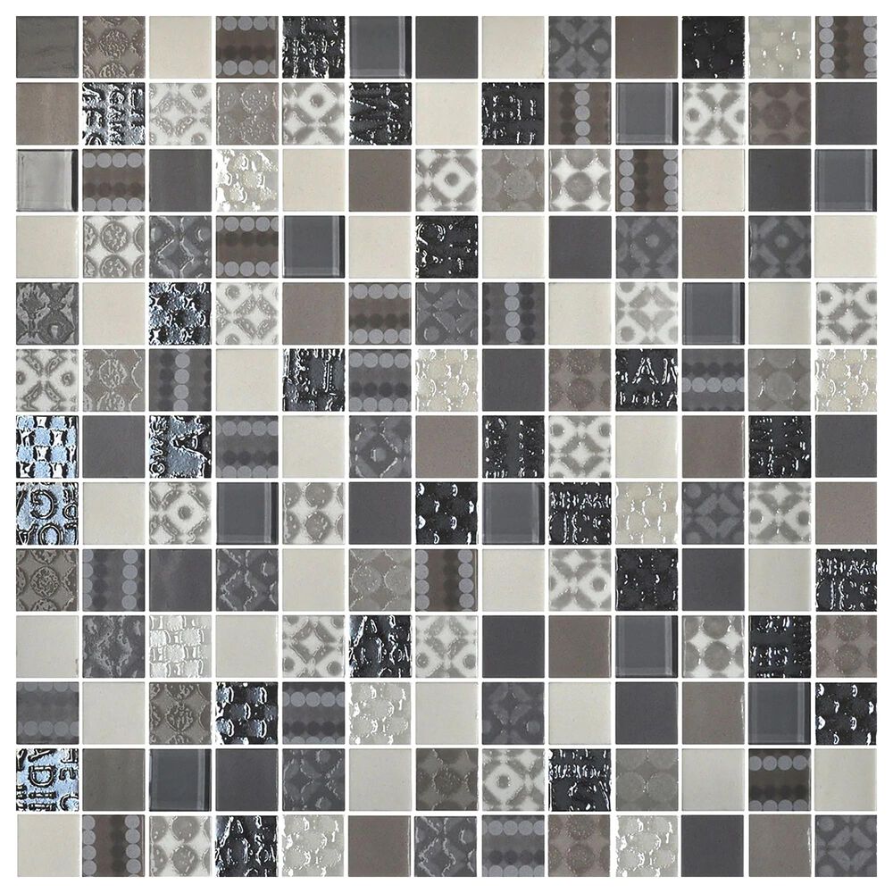 Dal-Tile Uptown Glass Taupe 1" x 1" on 12" x 12" Metro Glass Mosaic Sheet, , large