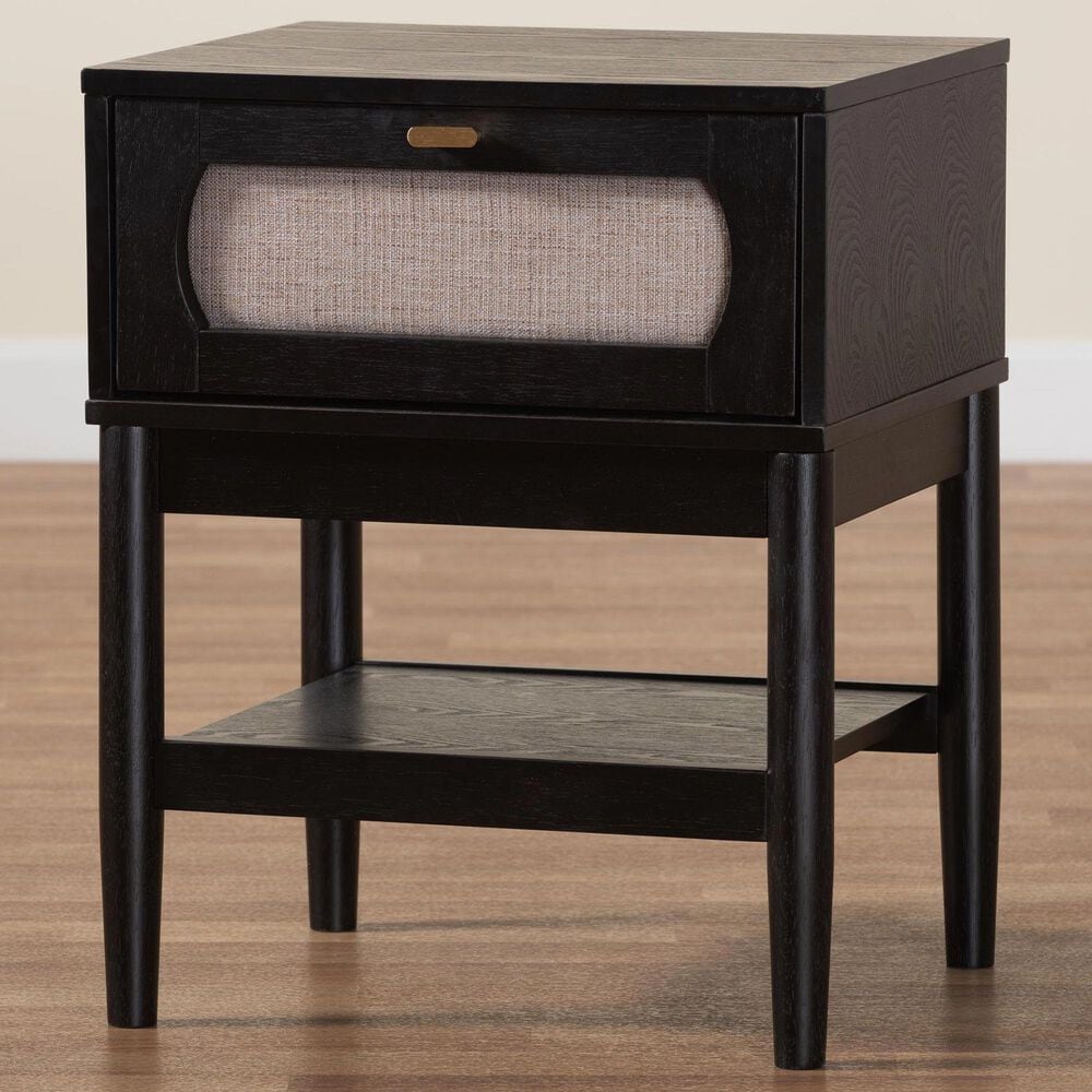 Baxton Studio Shirin 1-Drawer Nightstand in Black, , large