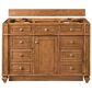James Martin Vanities Bristol 48" Single Bathroom Vanity in Saddle Brown with Single Hole 3 cm White Zeus Quartz Top and Rectangular Sink, , large
