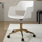 Lumisource Margarite Task Chair with White Faux Leather Cushion in Gold, , large