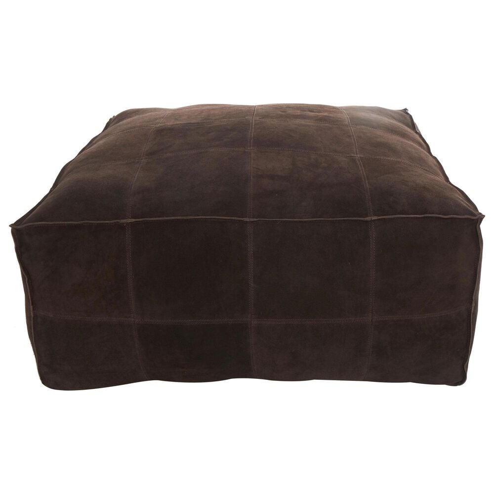 Maple and Jade 35" Low Profile Square Stuffed Pouf in Dark Brown, , large