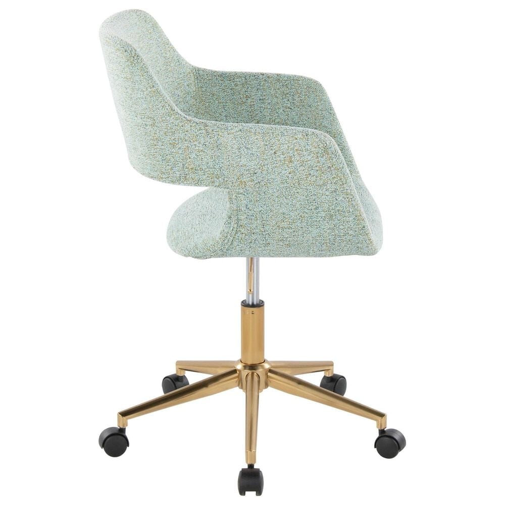 Lumisource Margarite Task Chair with Light Green Fabric Cushion in Gold, , large