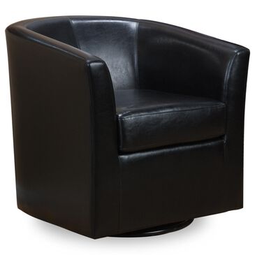 Noble House Daymian Swivel Barrel Chair in Black, , large