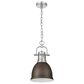 Golden Lighting Duncan 1-Light Small Pendant with Chain and Rubbed Bronze Shade in Pewter, , large