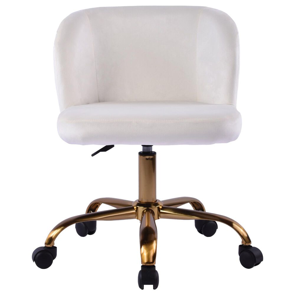 Impressions Vanity Rylee Swivel Vanity Chair with White Cushion in Antique Gold, , large