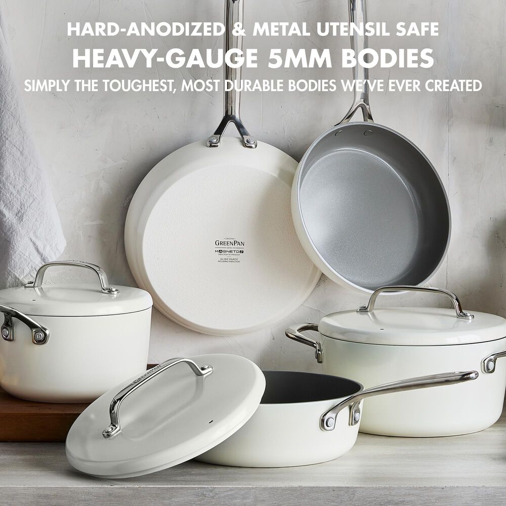 Green Pan GP5 Hard Anodized Color 9.5" and 11" Open Frypan Set in Cloud Cream, , large