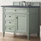 James Martin Vanities Brittany 36" Single Bathroom Vanity in Sage Green with 3 cm Charcoal Soapstone Quartz Top and Rectangular Sink, , large