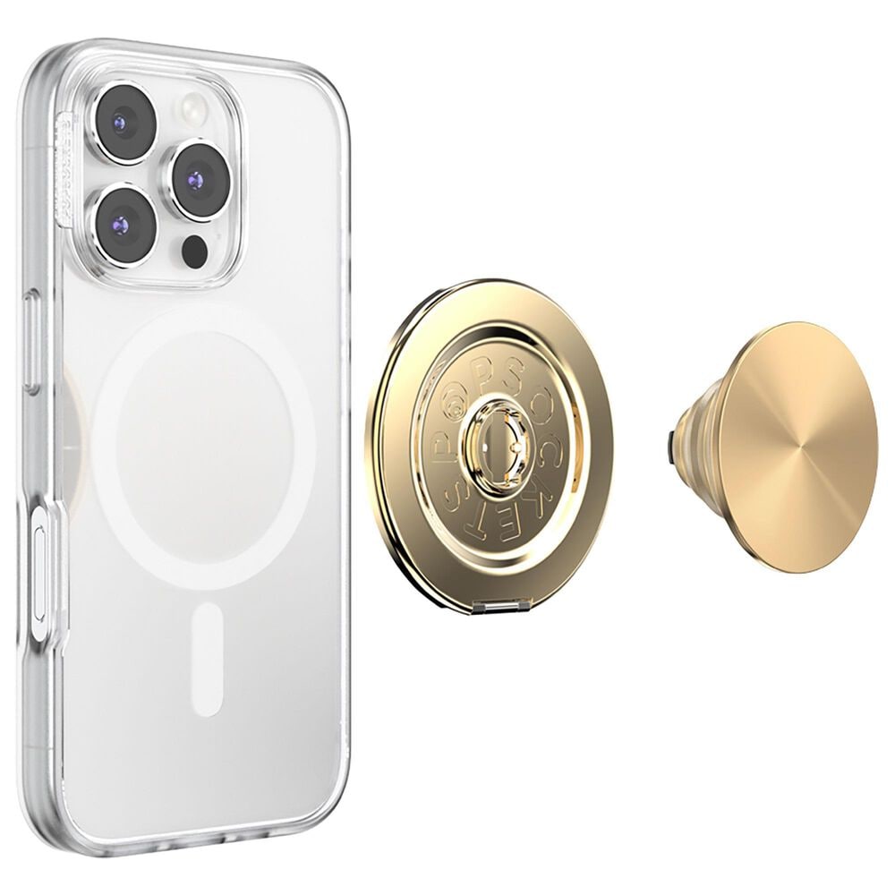 PopSockets MagSafe Circle Kick-Out PopGrip in Aluminum Radial Gold, , large