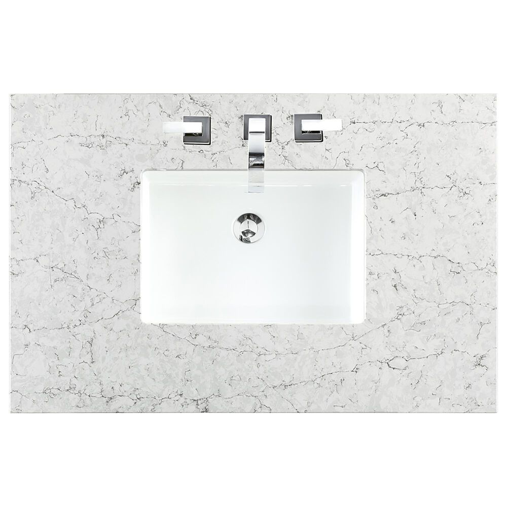 James Martin Vanities Hudson 36&quot; Single Bathroom Vanity in Light Natural Oak with 3 cm Eternal Jasmine Pearl Quartz Top and Rectangular Sink, , large