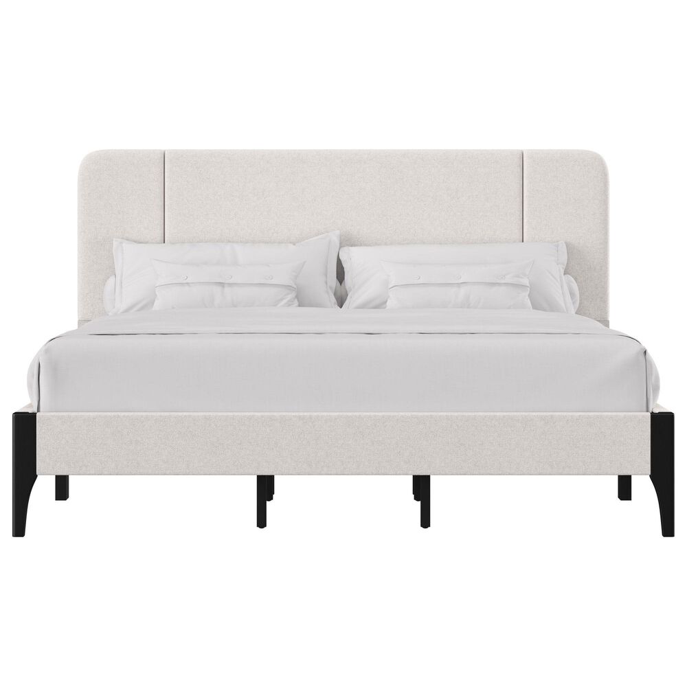 Richlands Furniture Springlee King Platform Bed with Oatmeal Upholstery in Black, , large