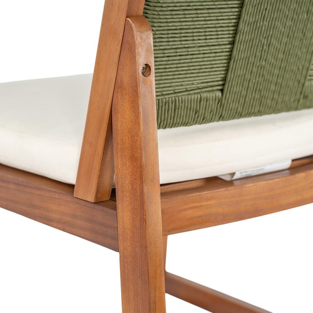 Hearth and Haven Outdoor Bar Stool with Green Wicker Back in Cream (Set of 2), , large