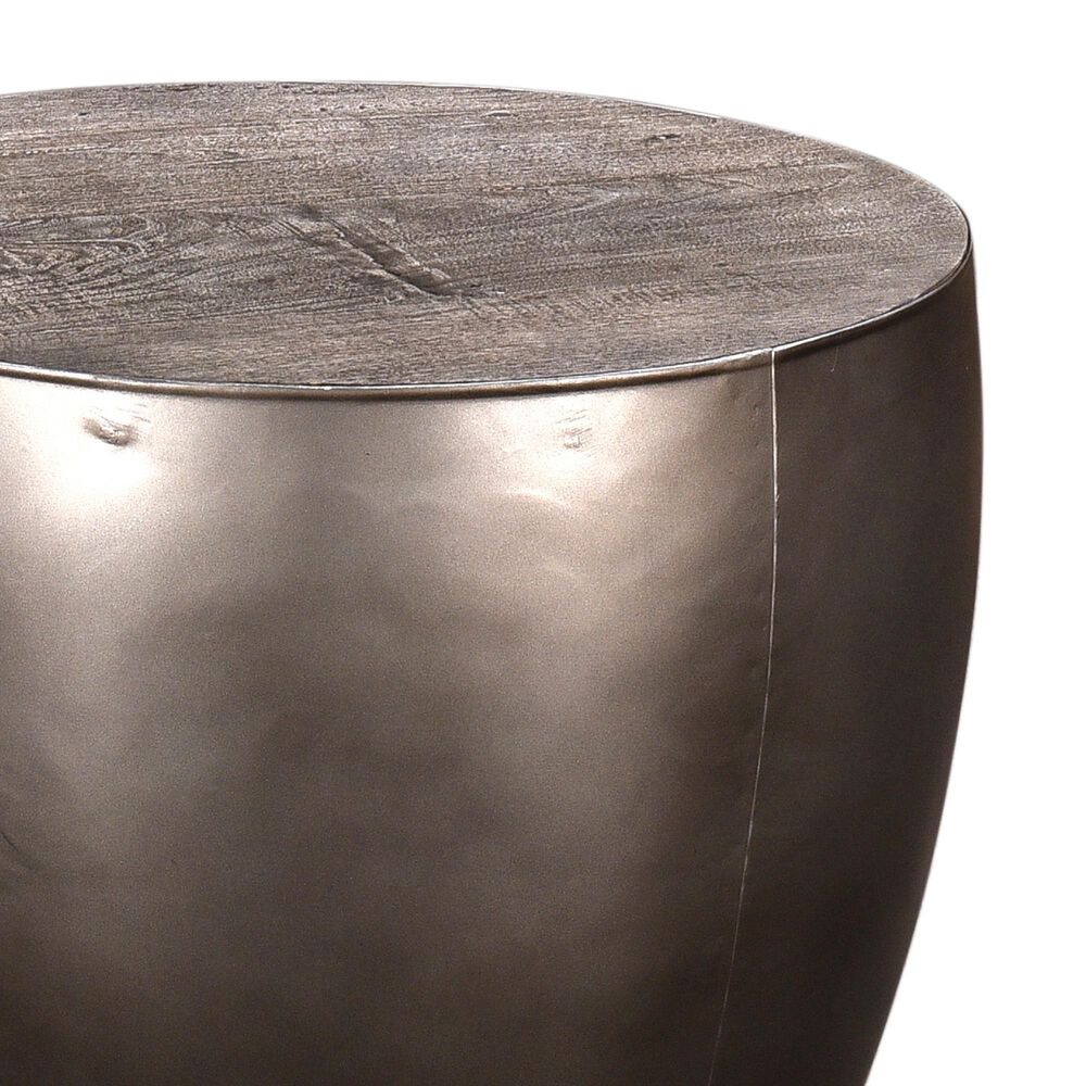 Crestview Collection Bengal Manor Drum End Table in Pewter, , large