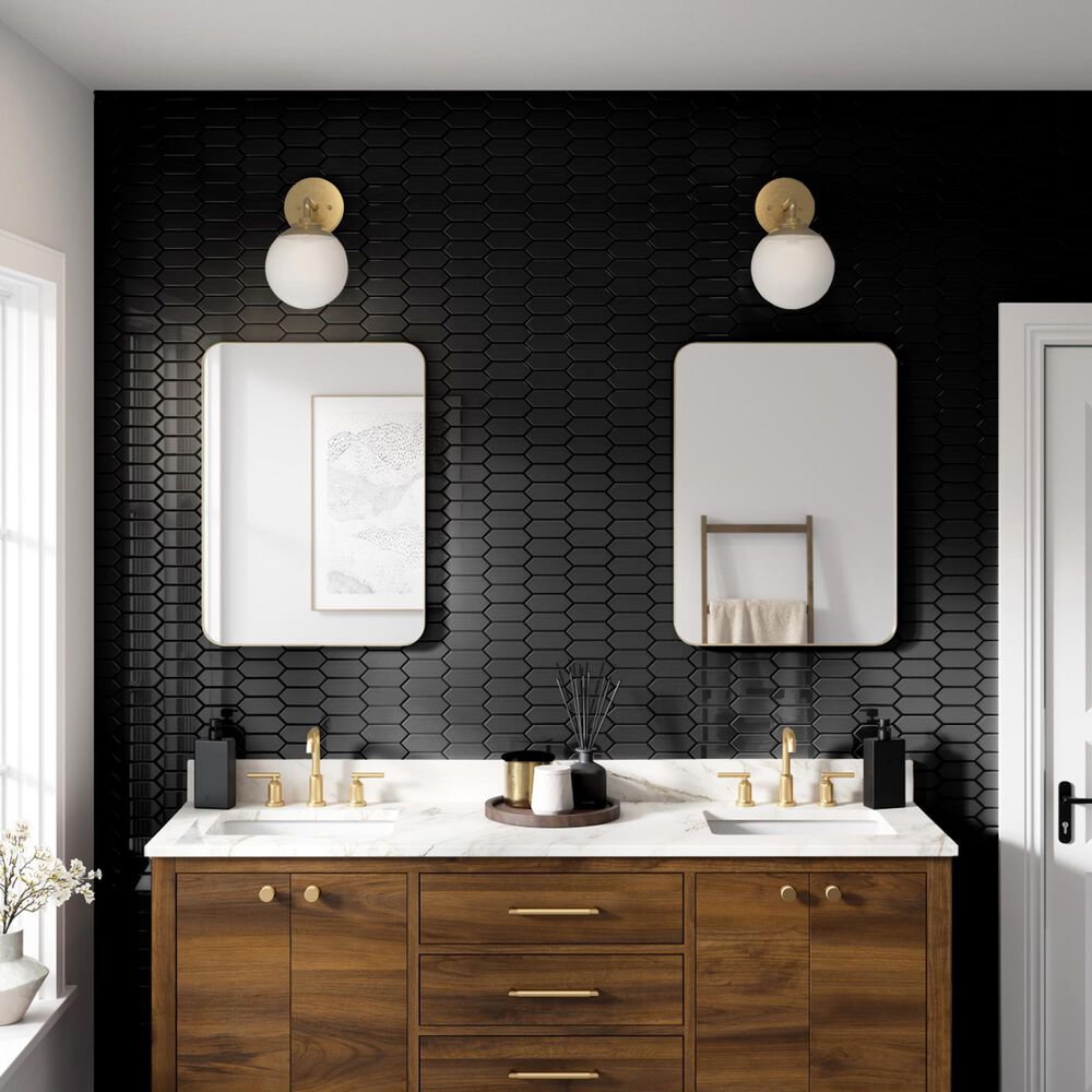 Emser Catch Glossy Black 2" x 2" Hexagon on 10" x 13" Porcelain Mosaic Sheet, , large