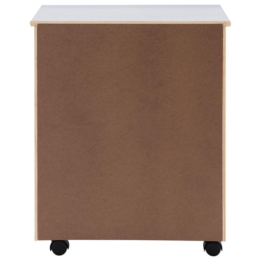 Linon Home Decor Cary 6-Drawer Wide Rolling Cart in White Wash, , large