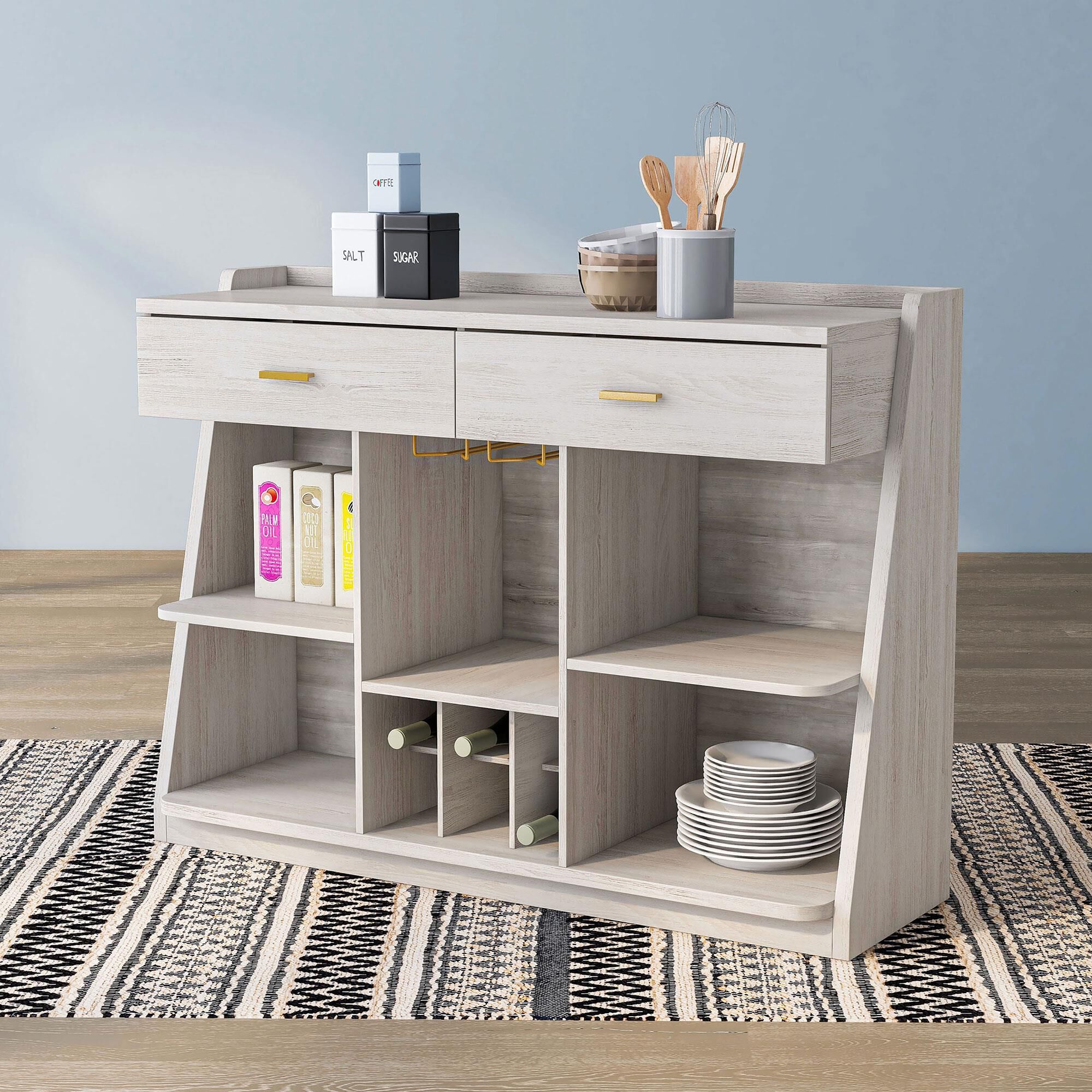 White oak deals bar cabinet