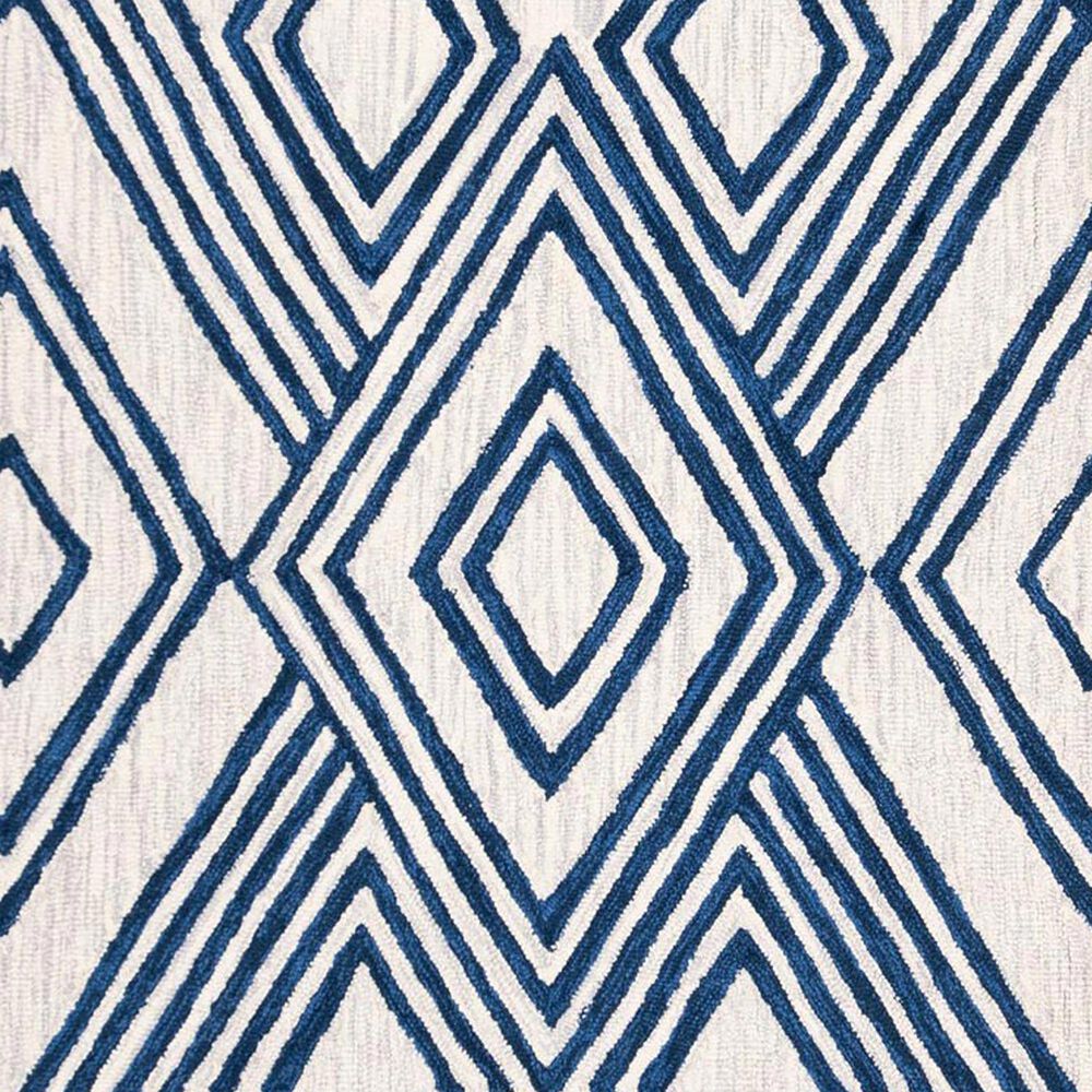 Safavieh Micro-Loop Southwestern 2&#39;3&quot; x 7&#39; Ivory and Navy Runner, , large