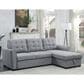 HOMLUX 90.5"W Linen Sleeper Sectional Sofa with Reversible Storage Chaise, in Light Grey, , large