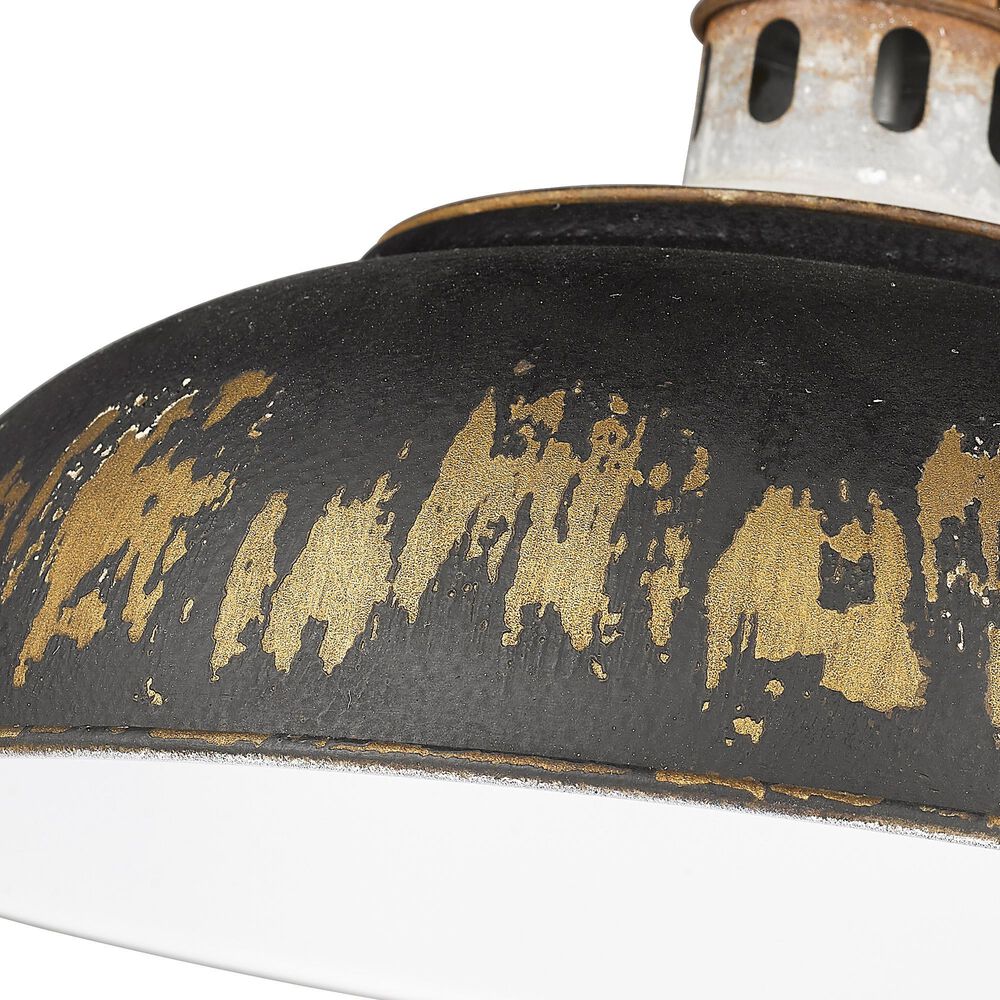 Golden Lighting Kinsley 1-Light Wall Sconce with Antique Black Shade in Aged Galvanized Steel, , large