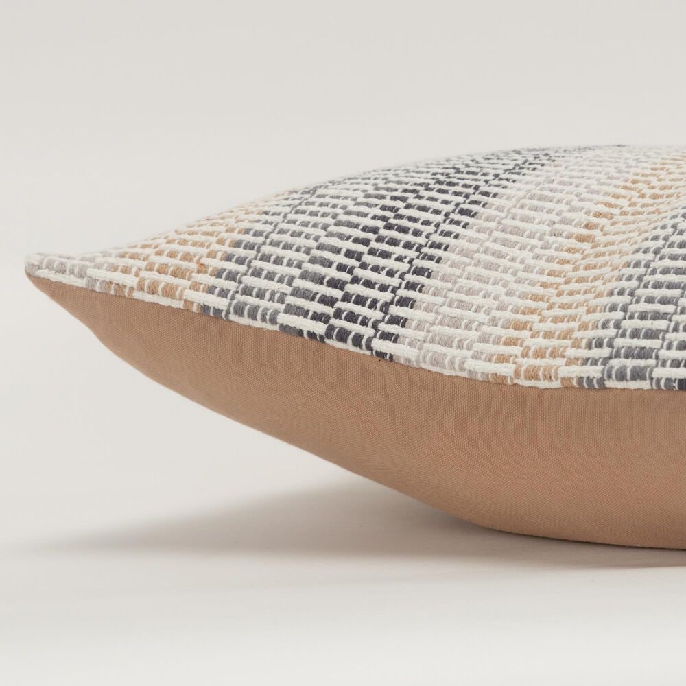 Rizzy Home 14&quot; x 20&quot; Striped Down Filled Lumbar Pillow in Multicolor and Dark Natural, , large