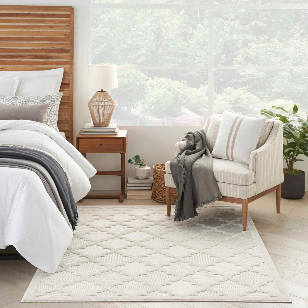 Nourison Easy Care 5&#39; x 7&#39; Ivory and White Indoor/Outdoor Area Rug, , large