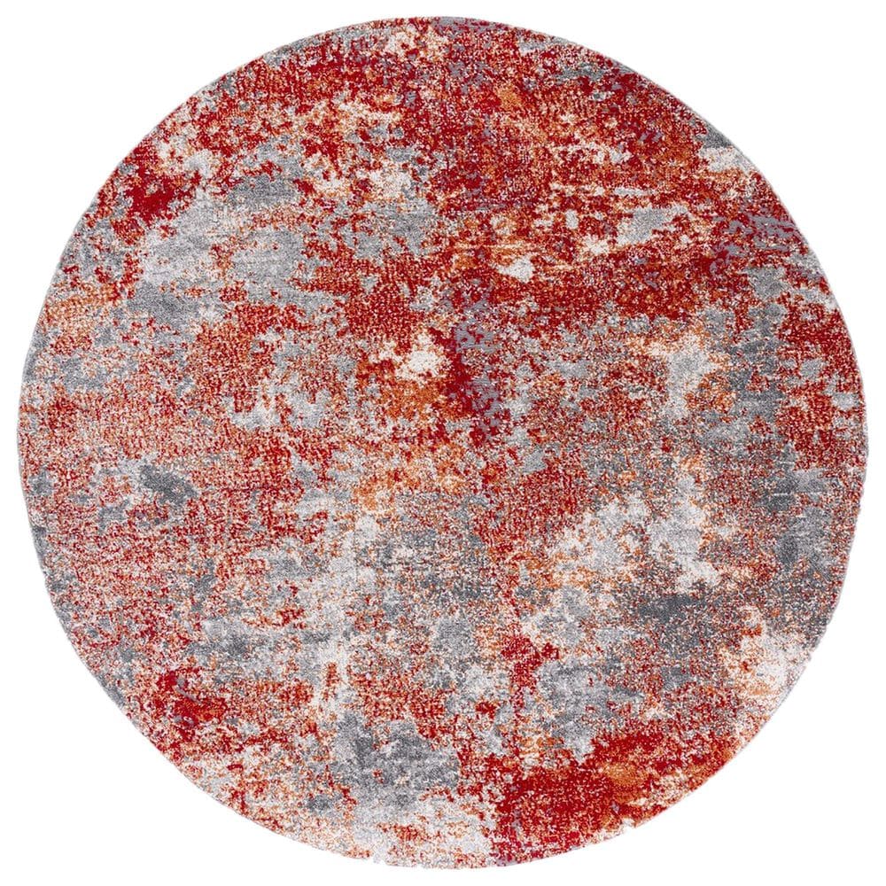 Safavieh Aston 6"7" Round Red and Grey Area Rug, , large