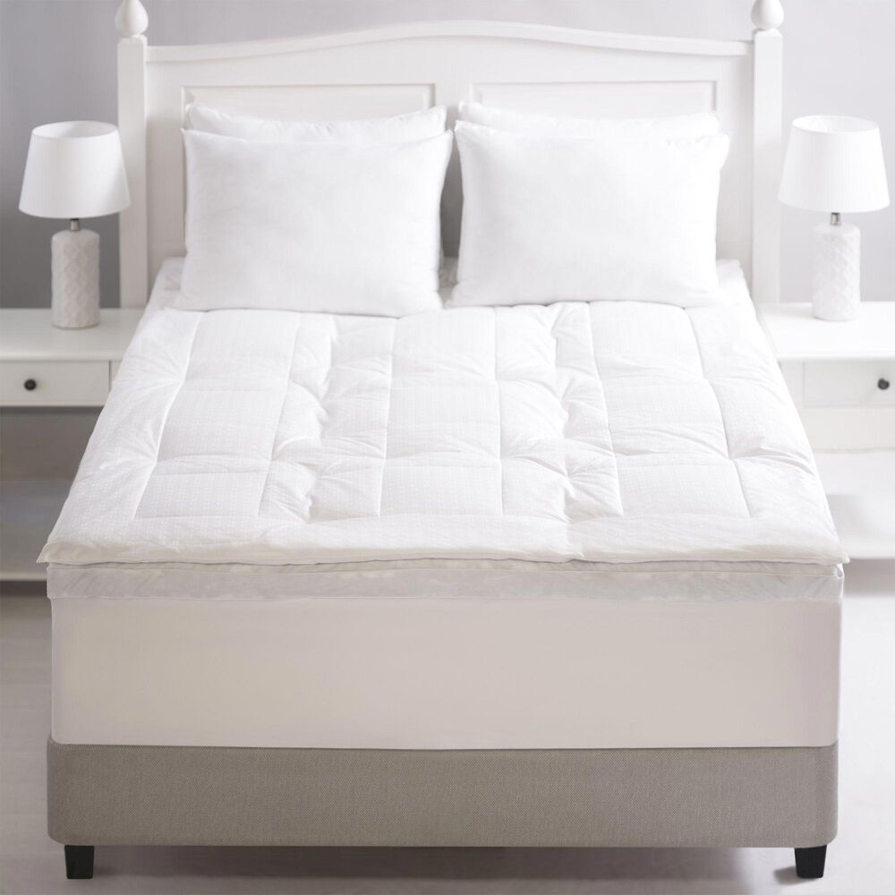 Allied Home Twin Feather Mattress Topper in White, , large