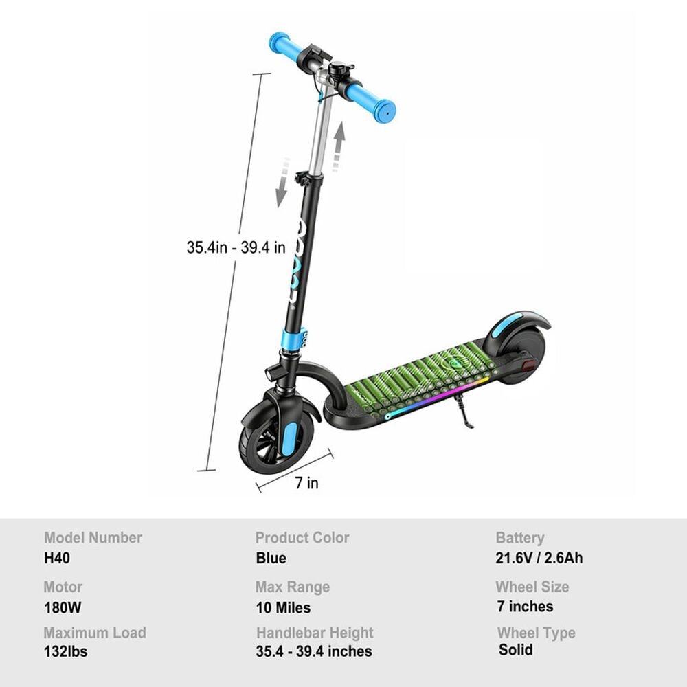 HOMLUX Kids Electric Scooter with 7" Tires in Blue, , large