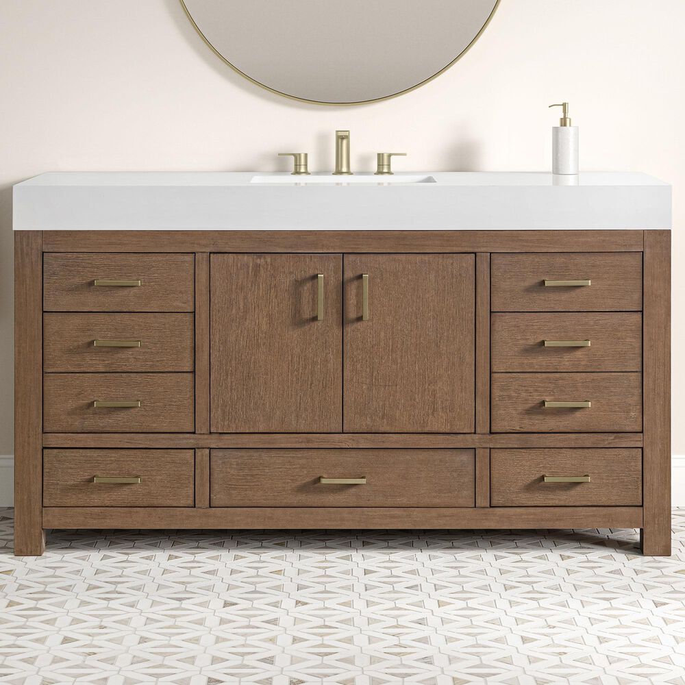 37B Alanya 60" Single Bathroom Vanity in Walnut Drift with White Composite Stone Top, , large
