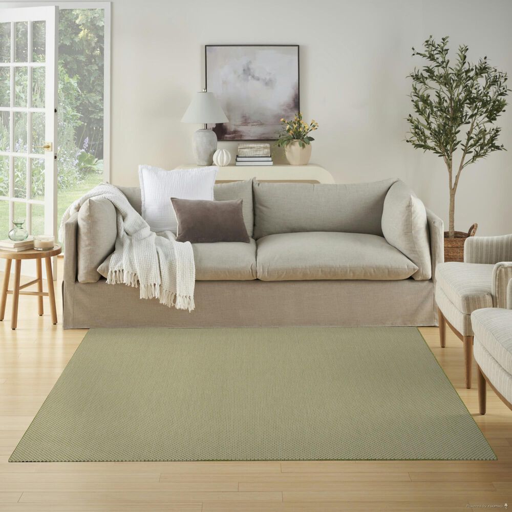 Nourison Courtyard Ivory and Green 6&#39; Square Indoor/Outdoor Area Rug, , large