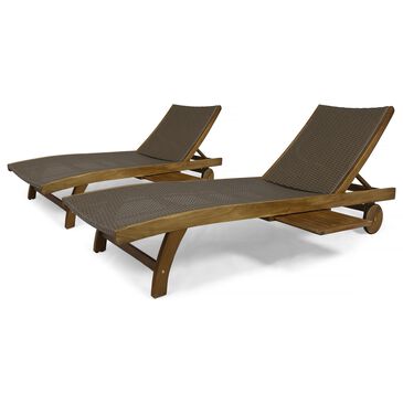 Noble House Banzai Patio Chaise Lounge in Brown (Set of 2), , large
