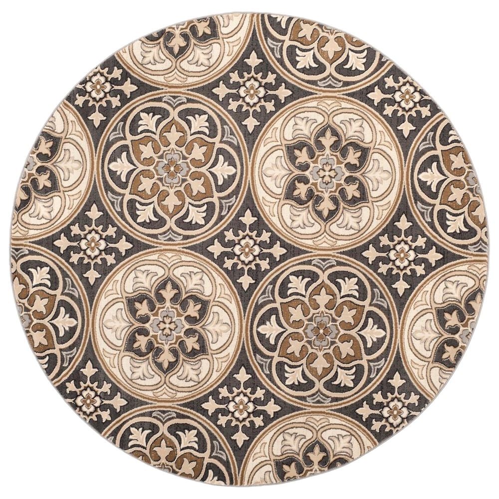 Safavieh Lyndhurst 8" Round Light Grey and Beige Area Rug, , large