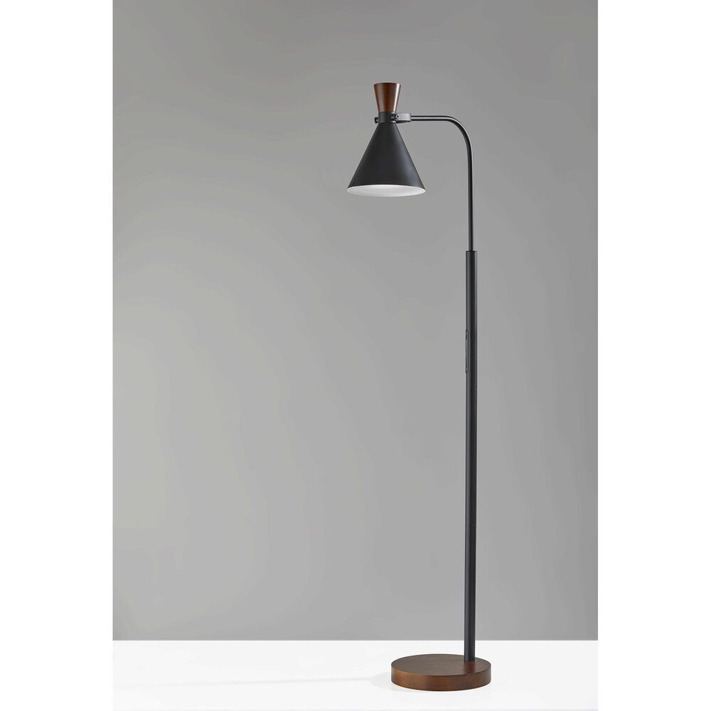 Adesso LED Floor Lamp in Black and Walnut, , large