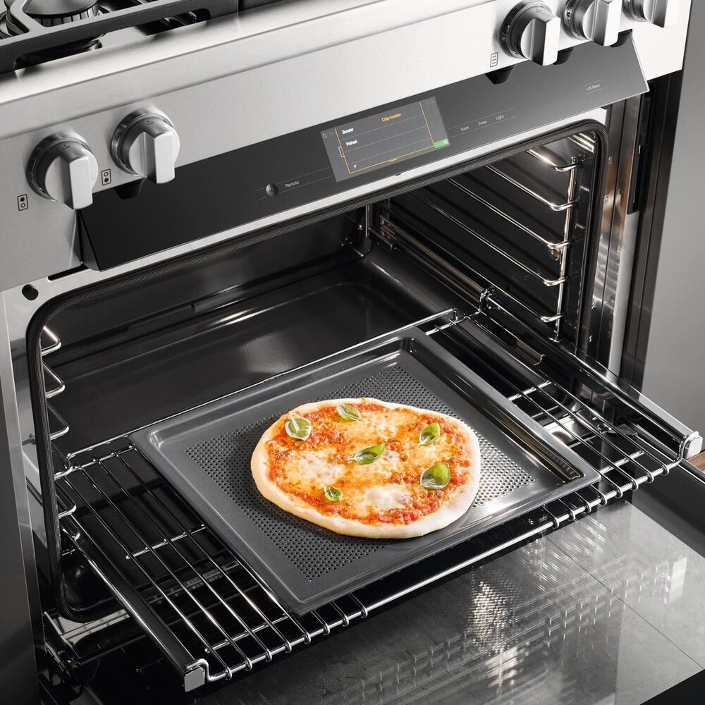 Miele 36" Freestanding Natural Gas Dual Fuel Range with Broil-Griddle Cover in Stainless Steel and Black, , large