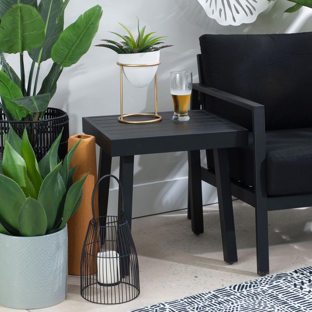 Linon Home Decor Holland Aluminum Side Table in Black, , large