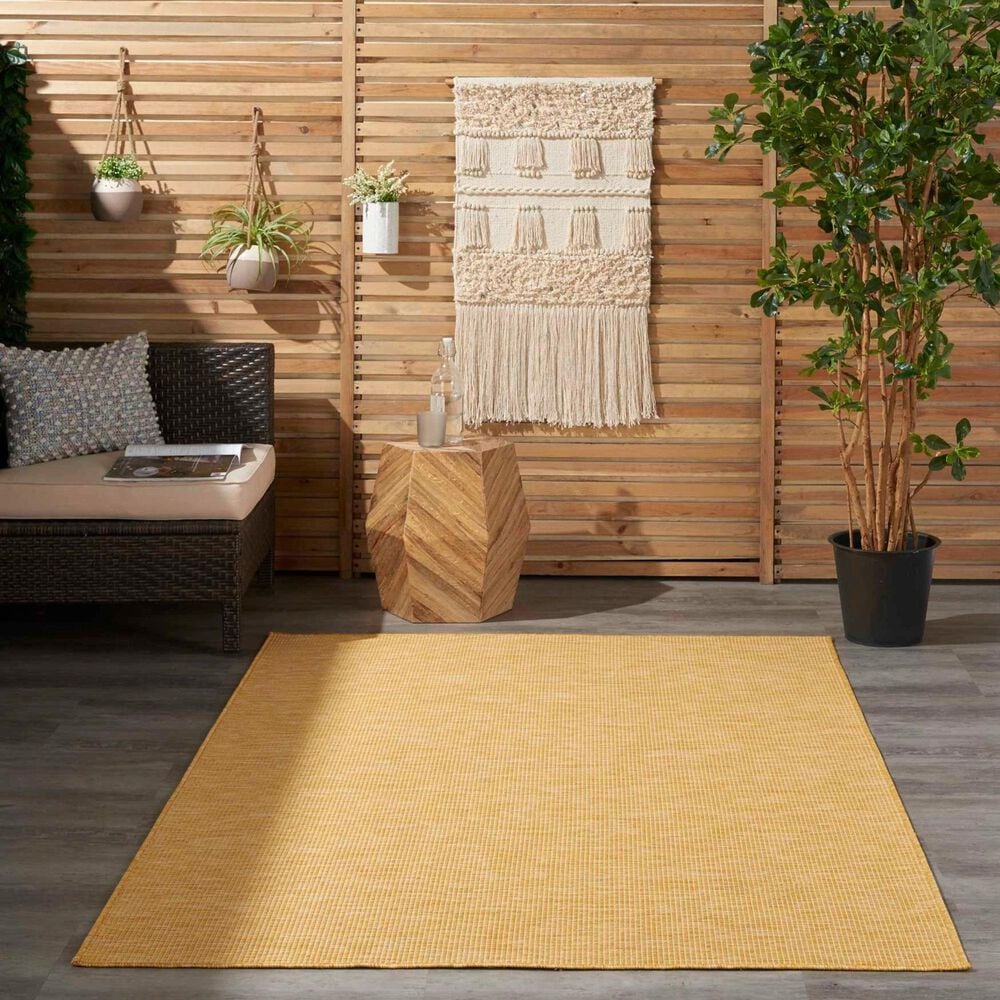 Nourison Positano 6&#39; x 9&#39; Yellow Indoor/Outdoor Area Rug, , large