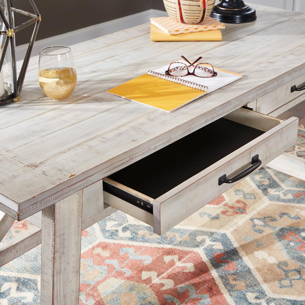 Ashley Carynhurst 3-Piece Office Desk Set in Whitewash, , large