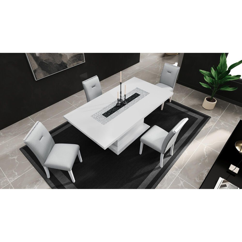 Global Furniture USA Monoco Pedestal Dining Table and 4 Dining Chairs in White, , large